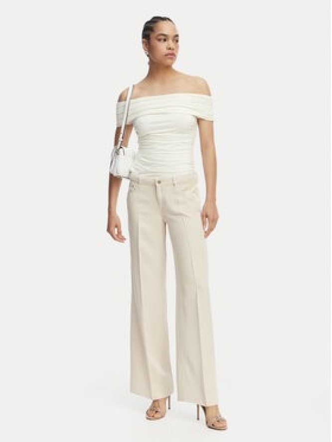 Guess Jeansy W4GA96 WDP85 Kremowy Wide Leg