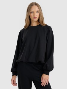 4F Bluza dresowa nierozpinana z modalem damska - czarna S