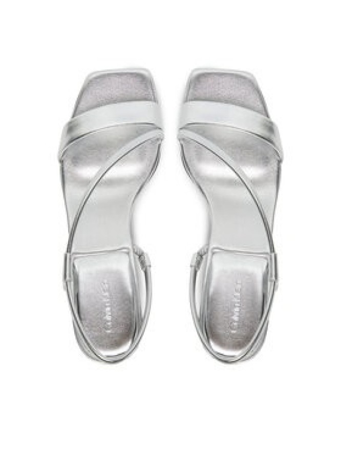 Calvin Klein Sandały Heel Sandal 50 Squared Metallic HW0HW02560 Srebrny