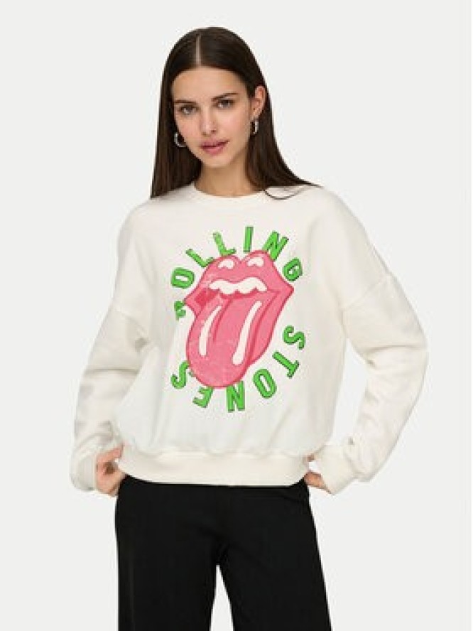 ONLY Bluza Rolling Stones 15345927 Biały Regular Fit