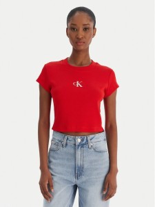 Calvin Klein Jeans T-Shirt LV047AB802 Czerwony Slim Fit