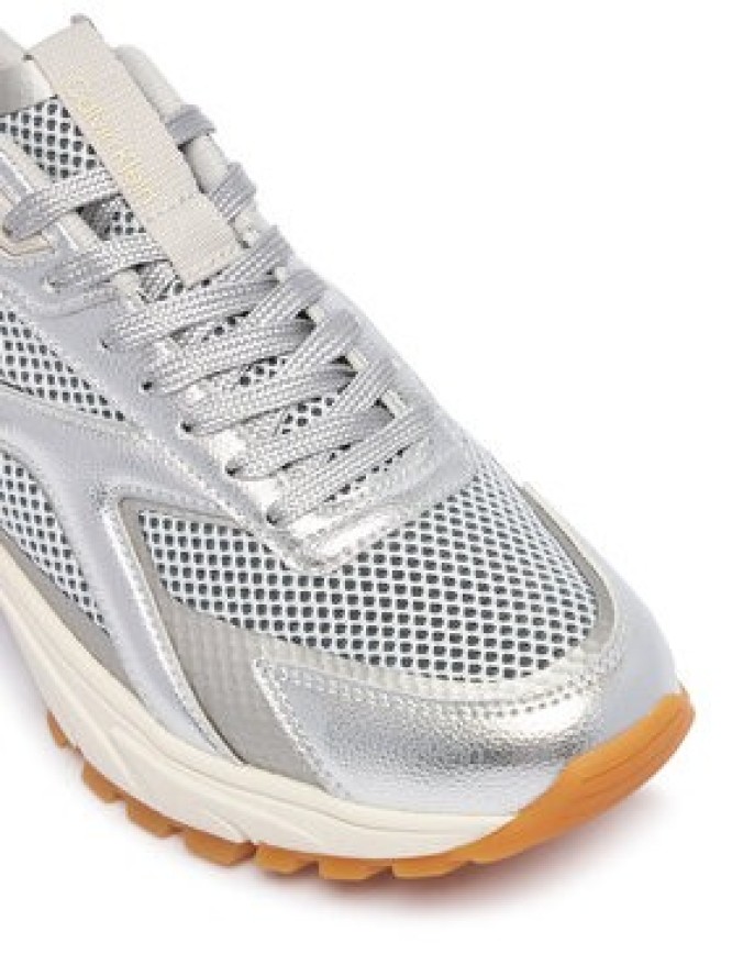 Calvin Klein Sneakersy Hike Runn Ck Stripe Mesh-Lth Met HW0HW03251 Szary