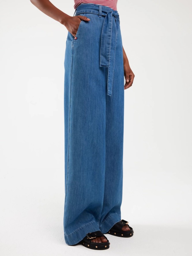 Jeansy damskie wide z paskiem niebieskie Julii 312