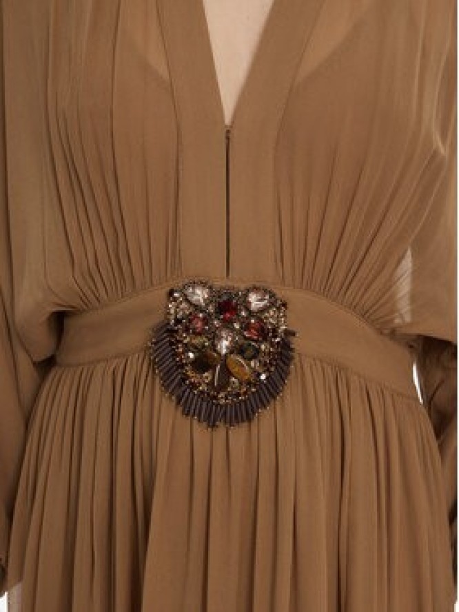 Luisa Spagnoli Sukienka wieczorowa Paiolo 541815 Brązowy Regular Fit