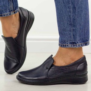 Granatowe skórzane Polskie półbuty damskie Góral 1798