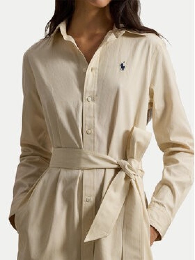 Polo Ralph Lauren Sukienka koszulowa 211A96362002 Beżowy Regular Fit