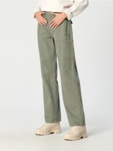 Jeansy wide leg high waist - zielony