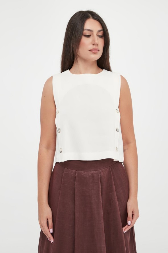 Top damski lniany Unione MARELLA MONOCHROME