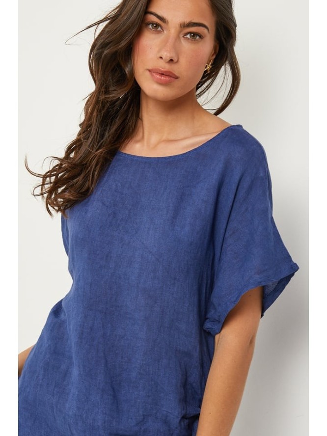 Le Monde du Lin Lniana tunika w kolorze niebieskim rozmiar: 38/40