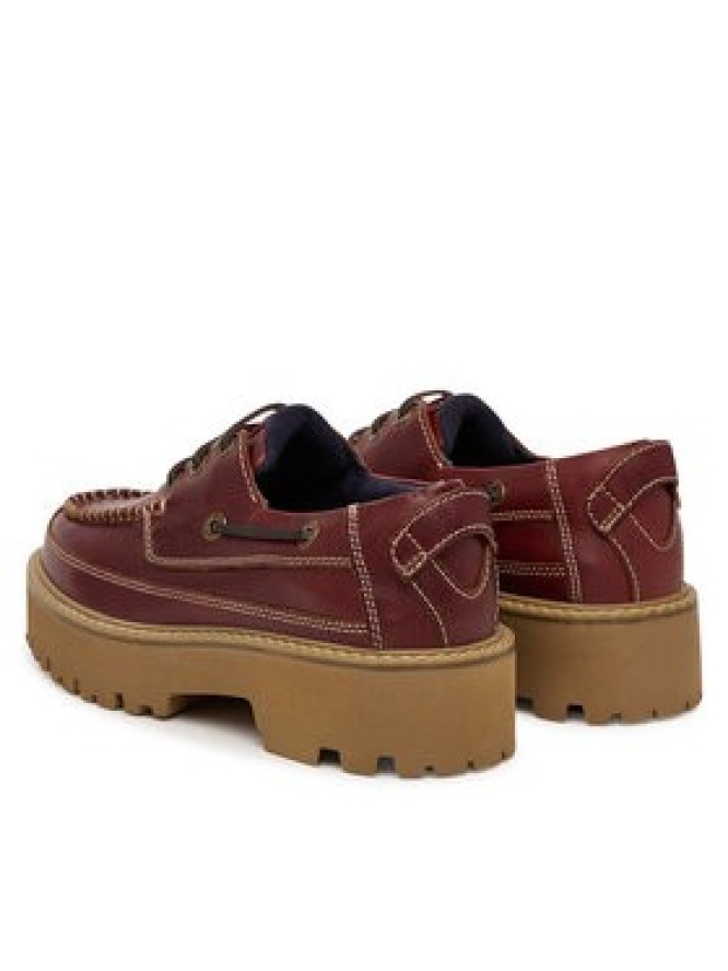 Tommy Jeans Półbuty Archive '01 Boat Shoe Leather EN0EN03003 Bordowy