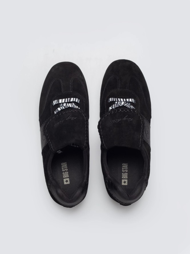 sneakersy damskie ze skóry naturalnej czarne tt274688 906