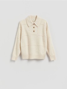 Sweter z wełną - złamana biel