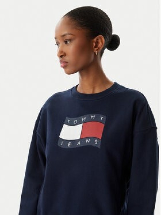 Tommy Jeans Bluza Wavy Flag DW0DW22742 Granatowy Boxy Fit