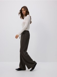 Jeansy wide leg z lyocellu - dark grey jeans