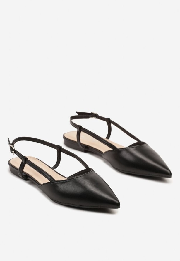 Czarne Sandały Bez Pięty z Ozdobnymi Paskami Nonavira