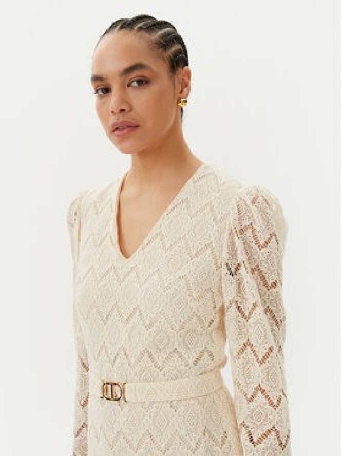TWINSET Sukienka koktajlowa 251TP2402 Beżowy Regular Fit