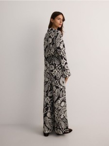 Wzorzyste spodnie z wiskozy - czarny