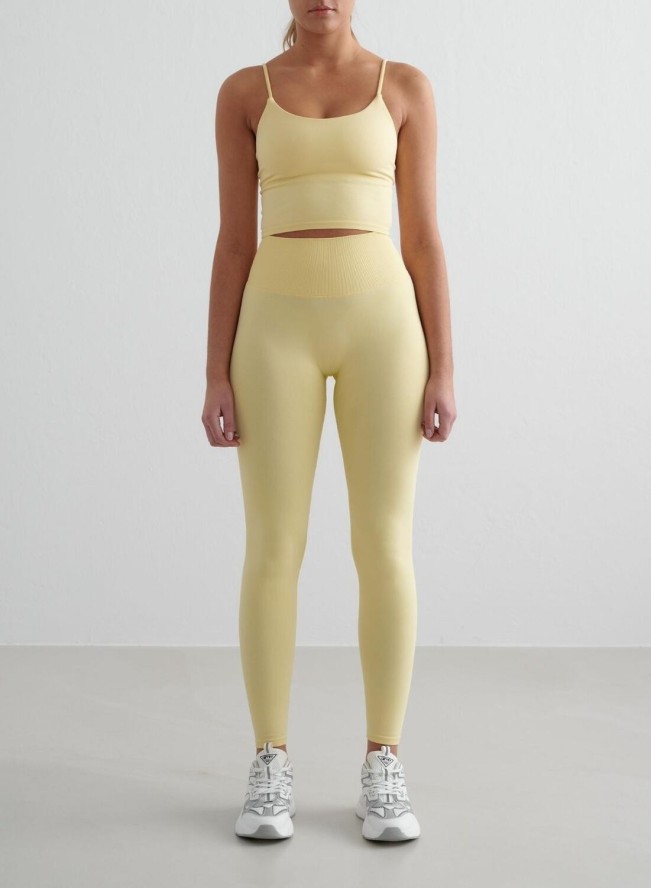Damskie legginsy bezszwowe, wysoki stan, squat proof petite Shape żółty mellow