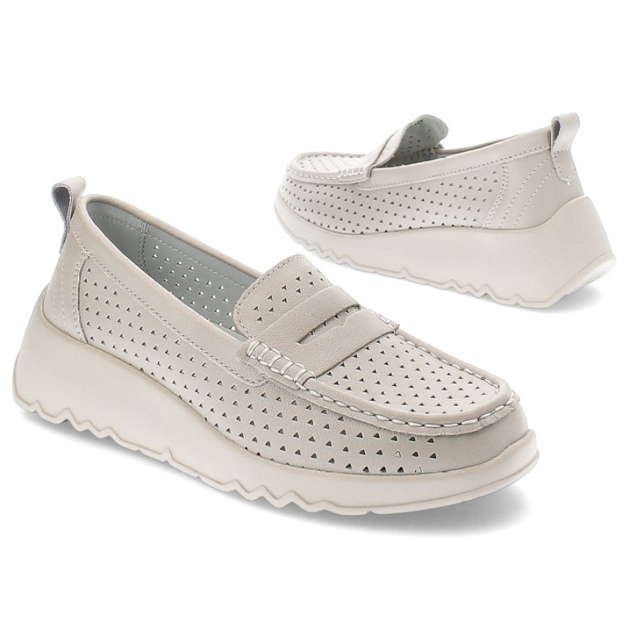 Beżowe Półbuty S.Barski Wygodne Obuwie Damskie