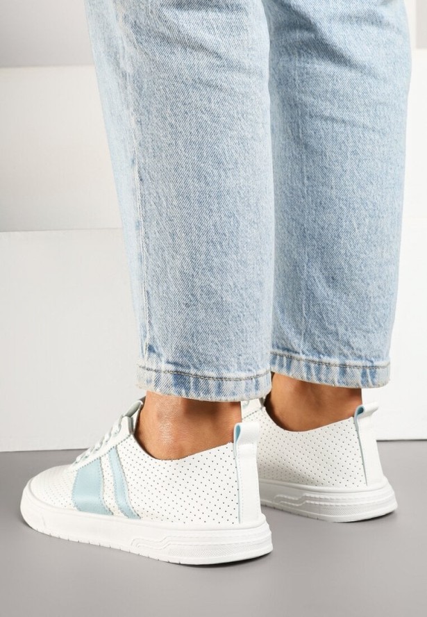 Niebiesko-Białe Tenisówki Ozdobione Paskami Meloti