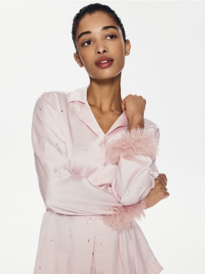 Koszula ze strasem - pastelowy róż