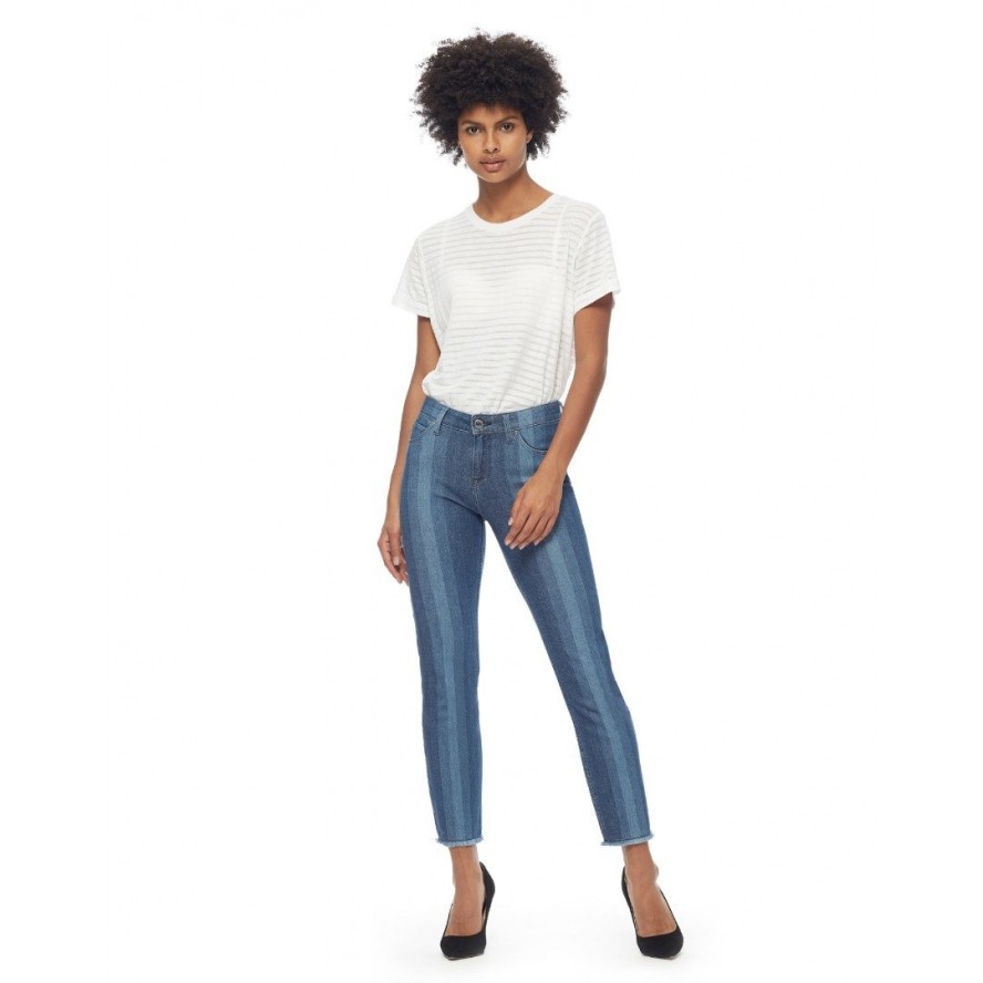 SPODNIE DAMSKIE LEE ELLY CROPPED RAW HEM LASER STRIPE L31QQYYV 112107233