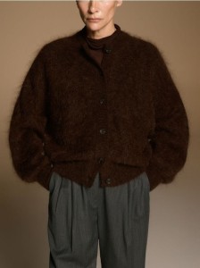 Kardigan z moherem - ciemnobrązowy