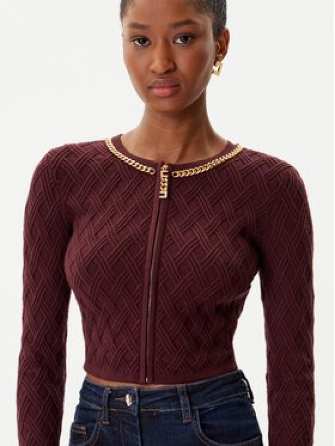 Elisabetta Franchi Kardigan MK-29B-56E2-V450 Bordowy Regular Fit