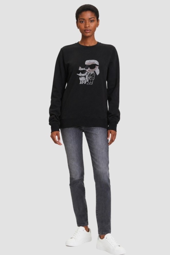 KARL LAGERFELD Czarna damska bluza z cyrkoniami Ikon Rs Duo, Rozmiar M