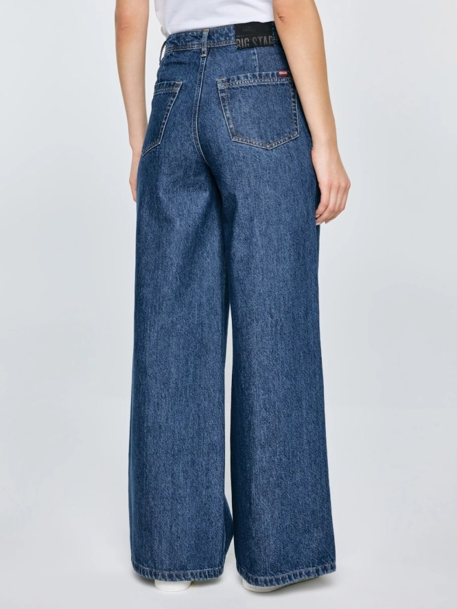 Jeansy damskie z szeroką nogawką granatowe Emily 532