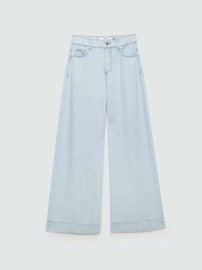 spodnie damskie jeansowe wide niebieskie colette 163