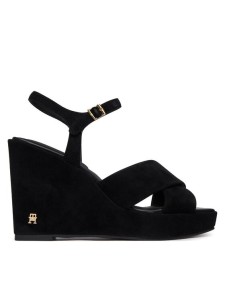 Tommy Hilfiger Sandały Suede Wrapped High Wedge FW0FW09218 Czarny