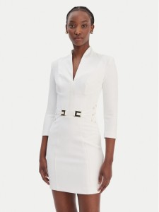 Elisabetta Franchi Sukienka koktajlowa AB-869-61E2-V520 Biały Regular Fit