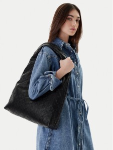 Calvin Klein Torebka Emblem Aop Puffer Lg Shoulder Ba LV04F3199G Czarny