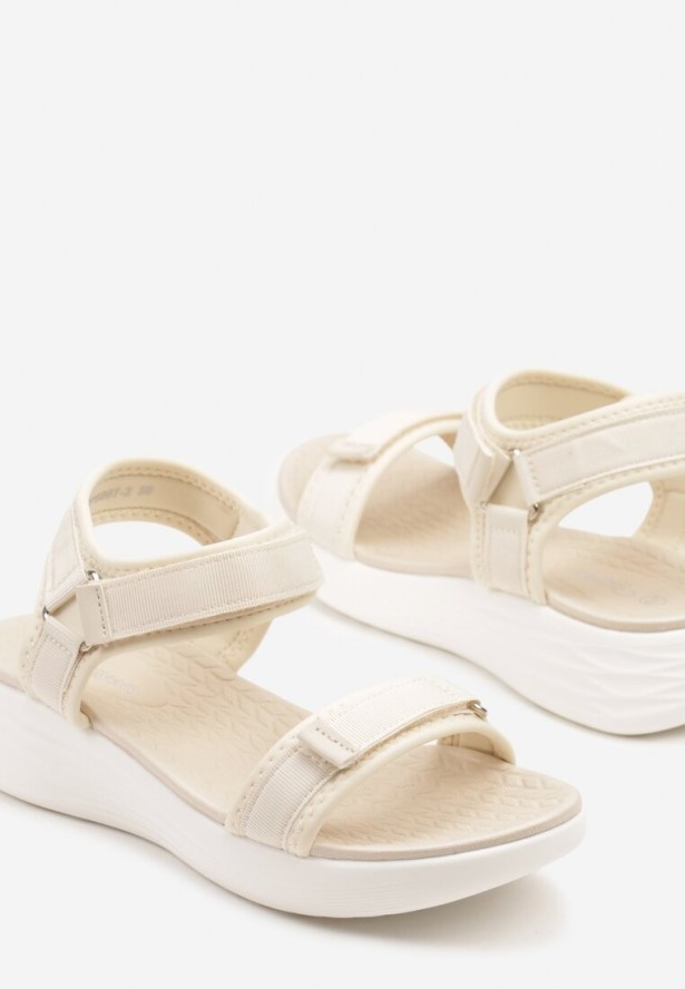 Beżowe Sportowe Sandały na Piankowej Podeszwie Zapinane na Rzep Ulimelia