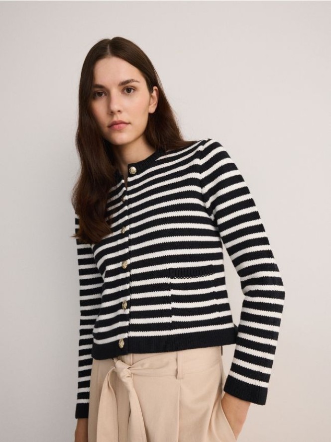 Pudełkowy kardigan z bawełną - wielobarwny