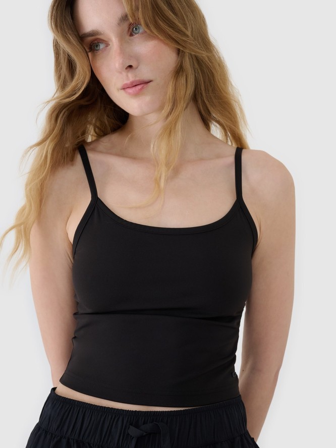 4F Crop-top slim damski - czarny XL