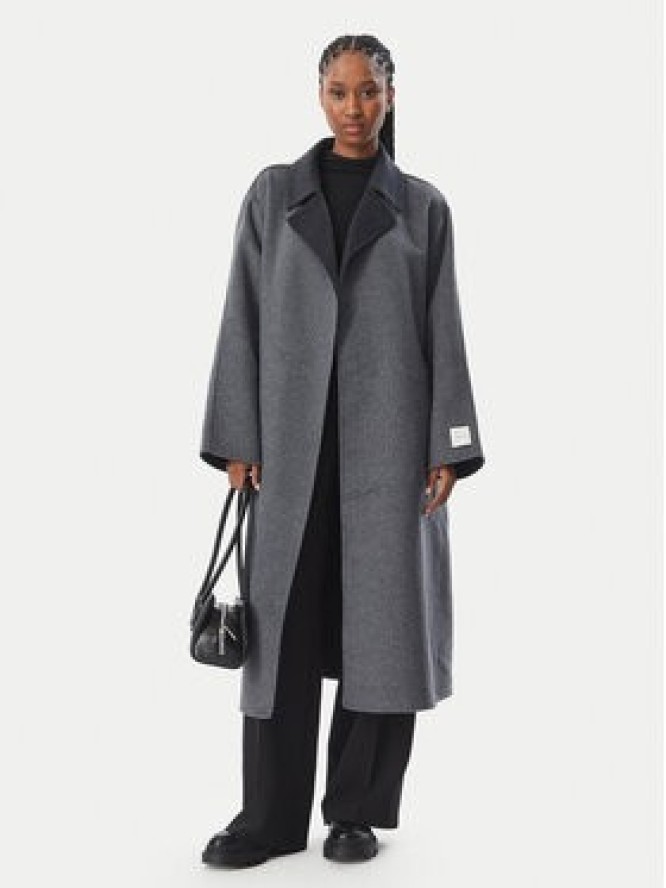 Calvin Klein Płaszcz wełniany Long LV044H538G Szary Regular Fit