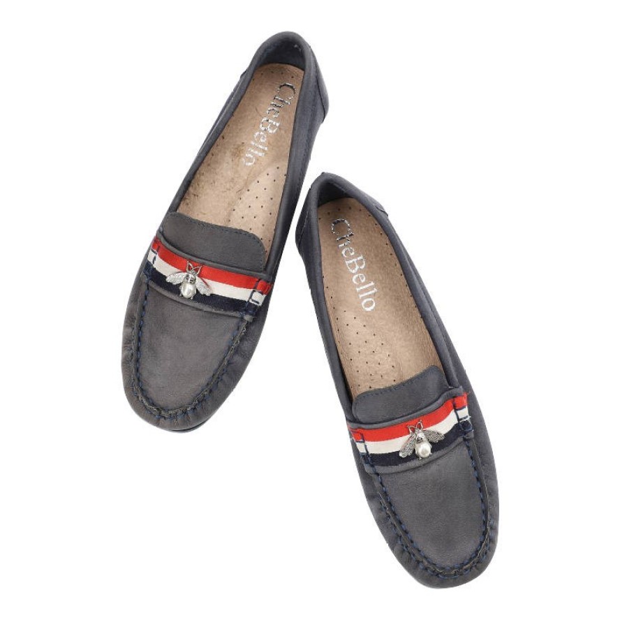 Granatowe Mokasyny Chebello Damskie Wygodne Buty