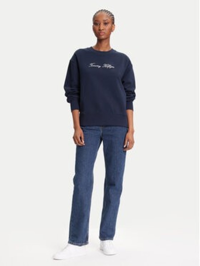 Tommy Hilfiger Bluza Script WW0WW47159 Granatowy Regular Fit