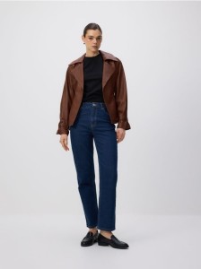 Jeansy straight z wysokim stanem - indigo jeans