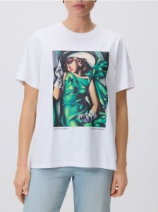 T-shirt z nadrukiem Tamara Łempicka - biały