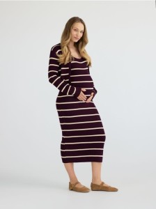 Sukienka midi z kardiganem - wielobarwny