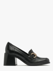 Czarne mokasyny na obcasie