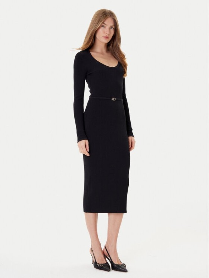 TWINSET Sukienka dzianinowa 252TP3352 Czarny Slim Fit