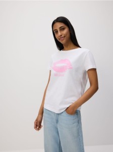 Bawełniany t-shirt z nadrukiem - biały