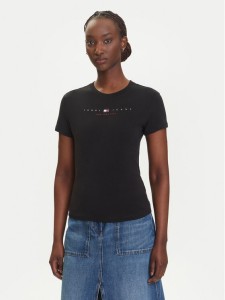 Tommy Jeans T-Shirt Linear DW0DW21422 Czarny Slim Fit
