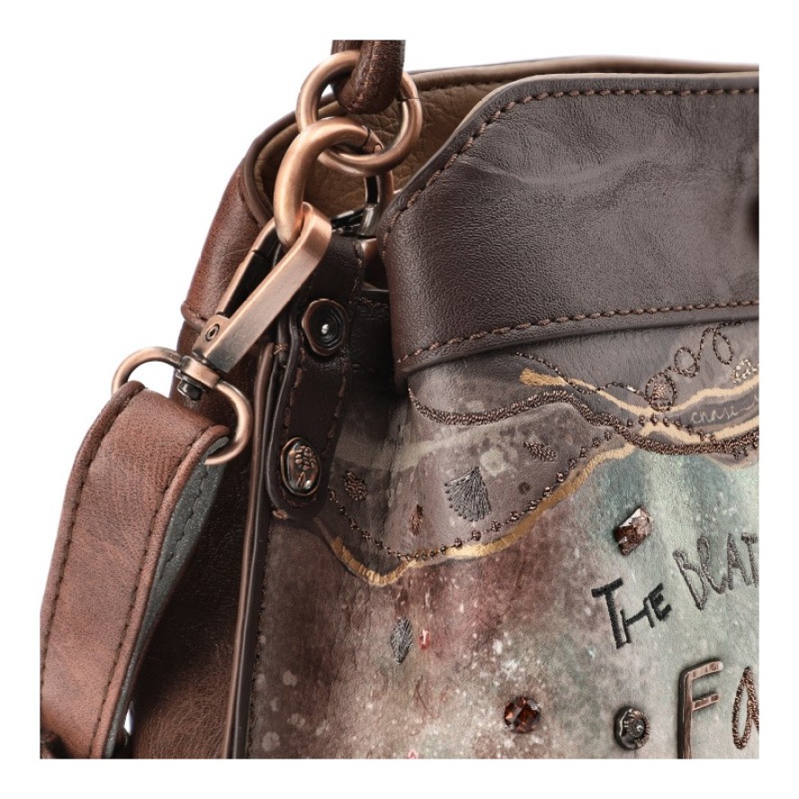 Brązowa Torebka Anekke Modna Listonoszka Damska Z Laleczką