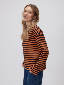 Bawełniany longsleeve w paski - wielobarwny
