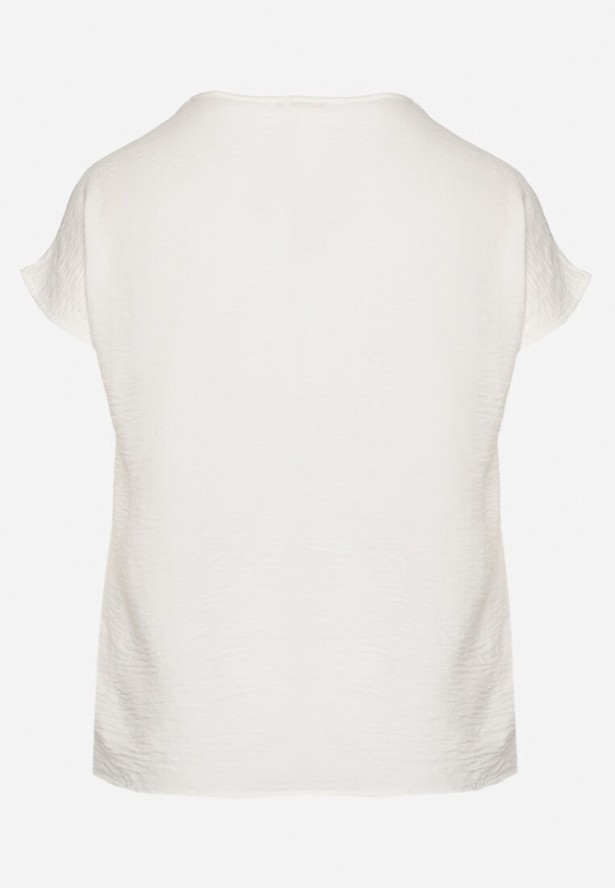 Biała Bluzka Ozdobiona Guziczkami z Przodu Mepiana